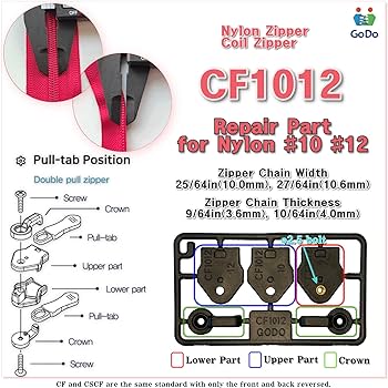 スーツ creaTTTive nylon set up GODO Nylon Zipper Slider Repair Replacement Kits - ZipperSize 5 6